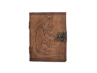 Handmade Charcoal Antique dragon of the angel  Embossed Leather note book journal handmade book Embossed Note Book Diary